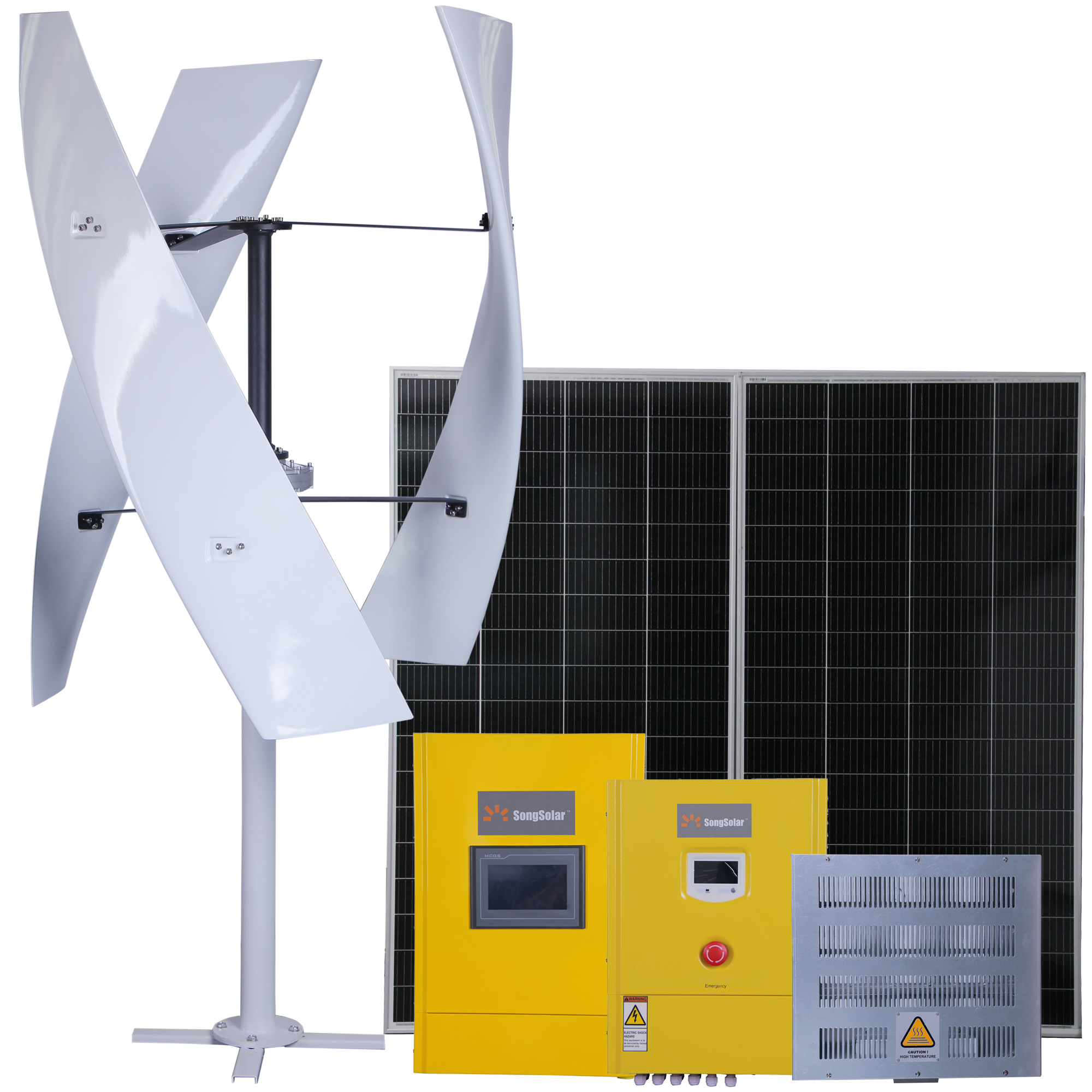 Vertical  Energy System Wind Turbine Generator & Solar Panels Hybrid Off/ON Grid System with Power Storage