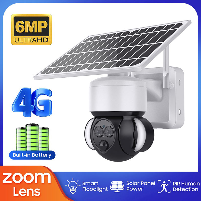  12XZoom Floodlight solar camera with 6W solar panel
