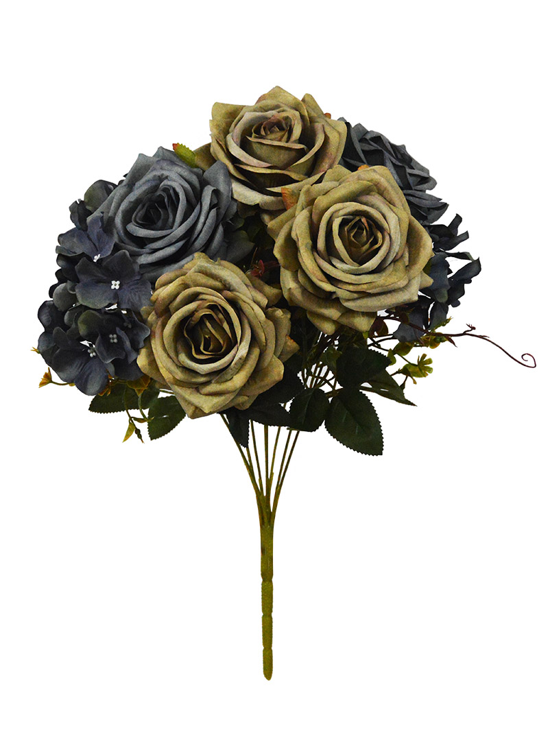 Tianjin Manufacture Wholesale Artificial Bouquet Nine Heads Rose Flowers Decorative Flowers