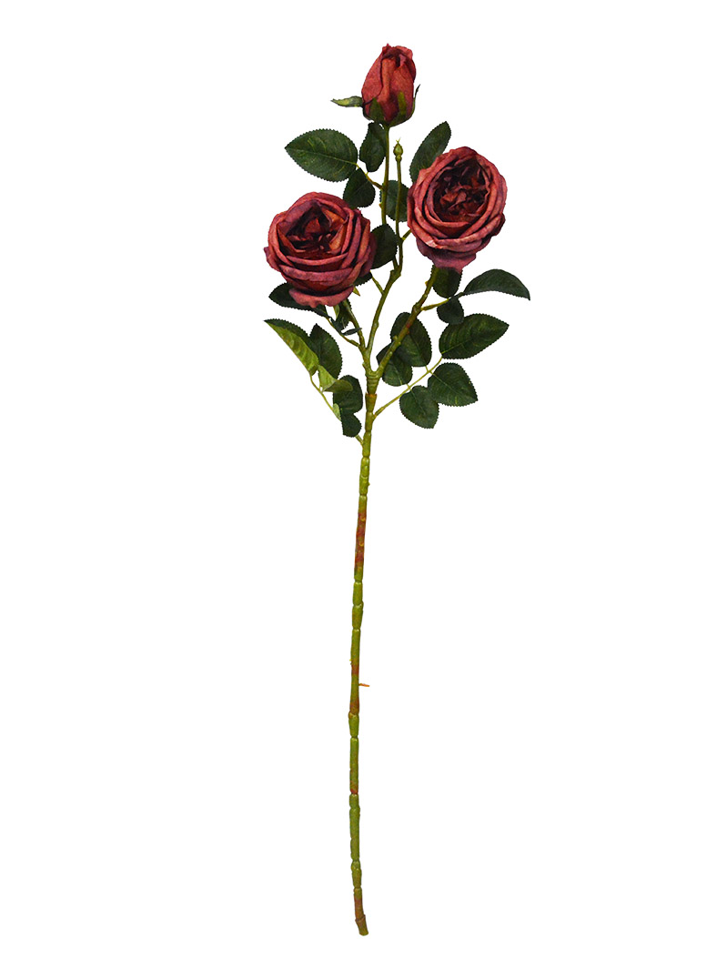 Tianjin Factory Wholesale Spary Artificial Three Heads Austin Rose Flowers