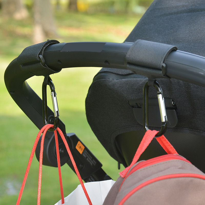 Stroller Hook Clip, Buddy Carabineer, 2 Pack of Baby Stroller Organizer Non-Slip Adjustable Multi-Purpose Hooks