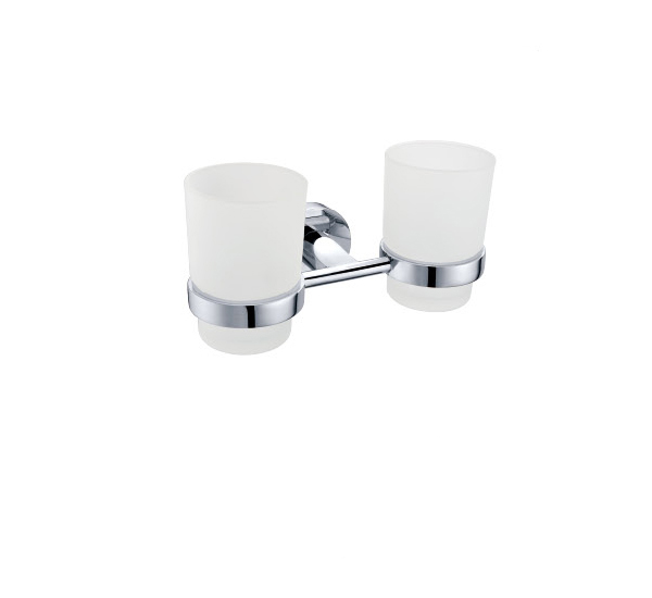 Zinc Alloy Material Zinc Alloy Wall Mount Double Glass Cup Tumbler Holder 2902