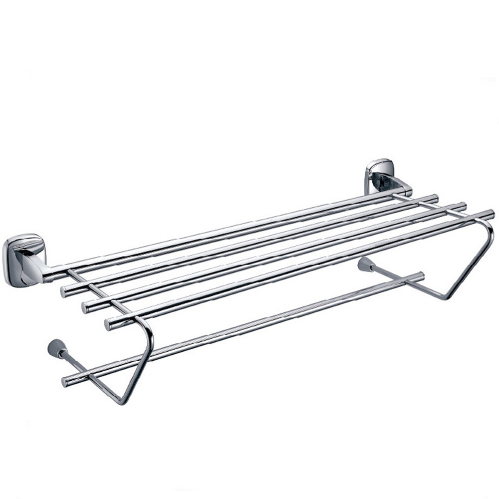 Wall Mounted Bathroom Showerroom Corner Shelf Towel Rack With Bar 2510