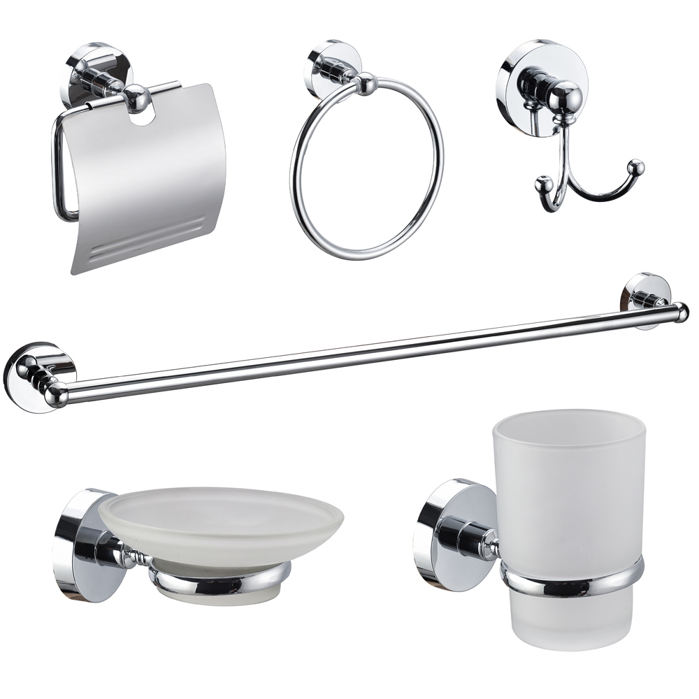Economic ABS bathroom accessories set chrome plastic round bathroom hardware 14200