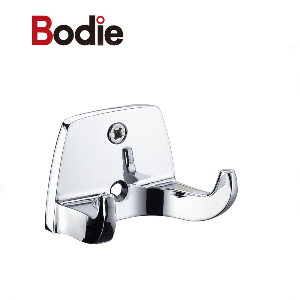 Hot selling zinc coat hook bathroom double robe hook bathroom accessories 13908