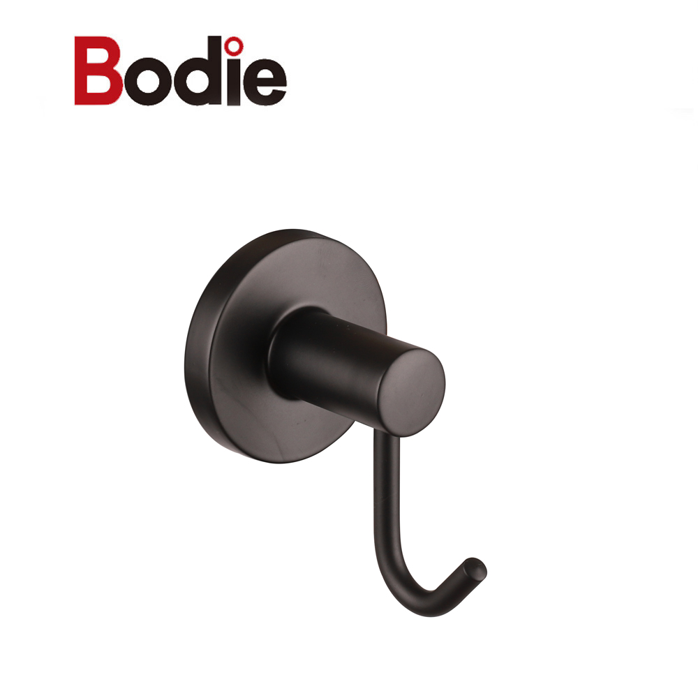 Bathrooom accessories single cloth hook aluminum black robe hook for bath 18308