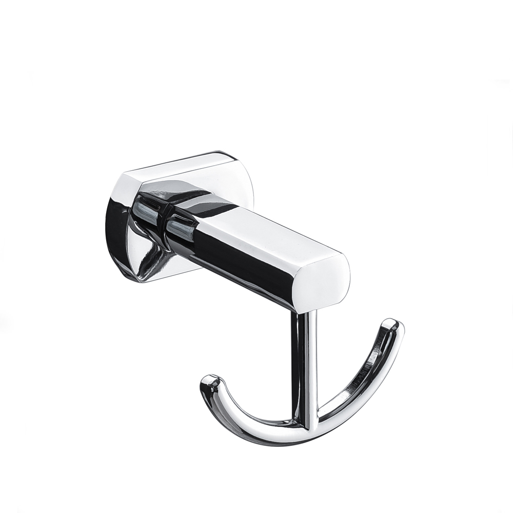 Hot selling zinc coat hook bathroom chrome double robe hook bathroom accessories 2108B