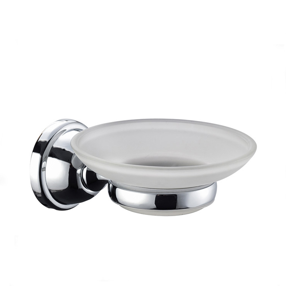 Hot Selling High Quality Glass Soap Dish  Holder Zinc Chrome Soap Basket 3004B