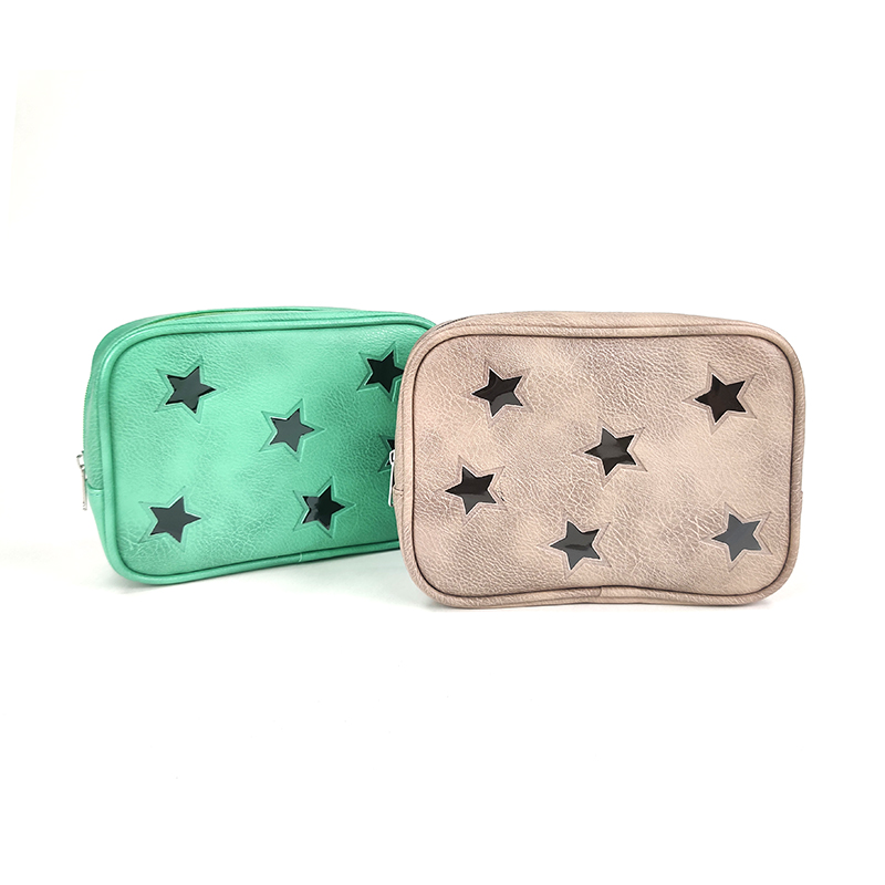 Shiny sparking star pattern leather PVC cosmetic bag makeup bag with zipper closure 4 colors available pencil pouch organizer toiletry bag large capacity great gift for girls teens ladies women