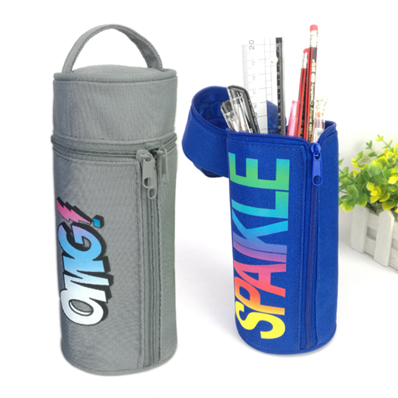 Special bucket shape full holographic printing pencil pouch pen case 4 colors with handle with wraparound zipper side zipper roomy capacity great gift for kids teens students China OEM factory