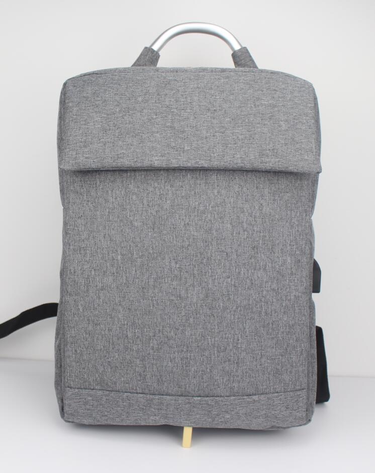 Expandable laptop gray polyester backpack bookbag computer bag cable hole carrying handle with compartments with dual two-way zipper closure for business work commuter college School for men women