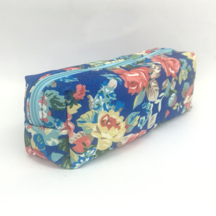 Flower pattern colorful polyester pencil pouch organizer case handbag with zipper closure all-in-one pocket cosmetic bag for all ages for business office school daily use for men women China OEM factory