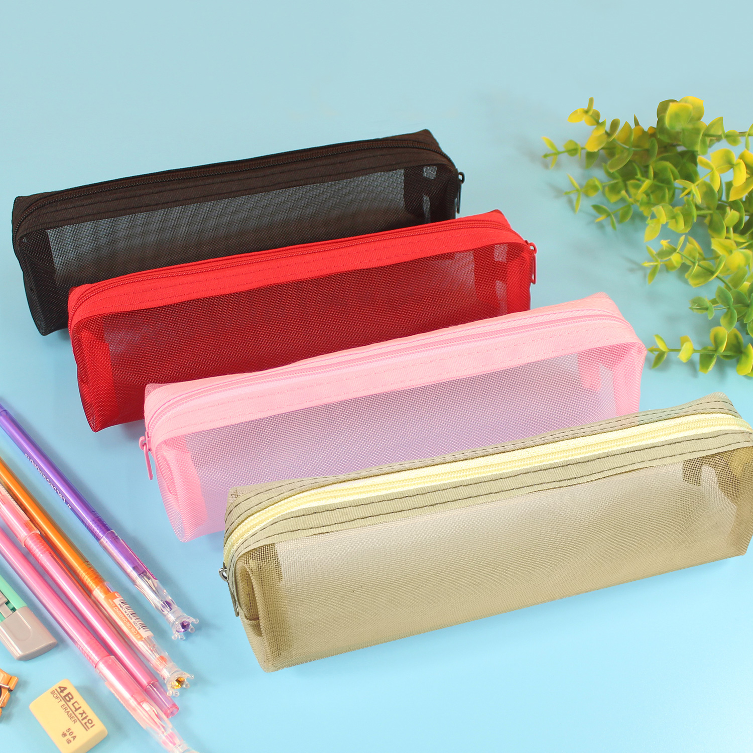 Translucent simple poly pencil pouch organizer case handbag with zipper closure all-in-one a range of color available cosmetic bag for all ages for business office school daily use for men women China OEM factory