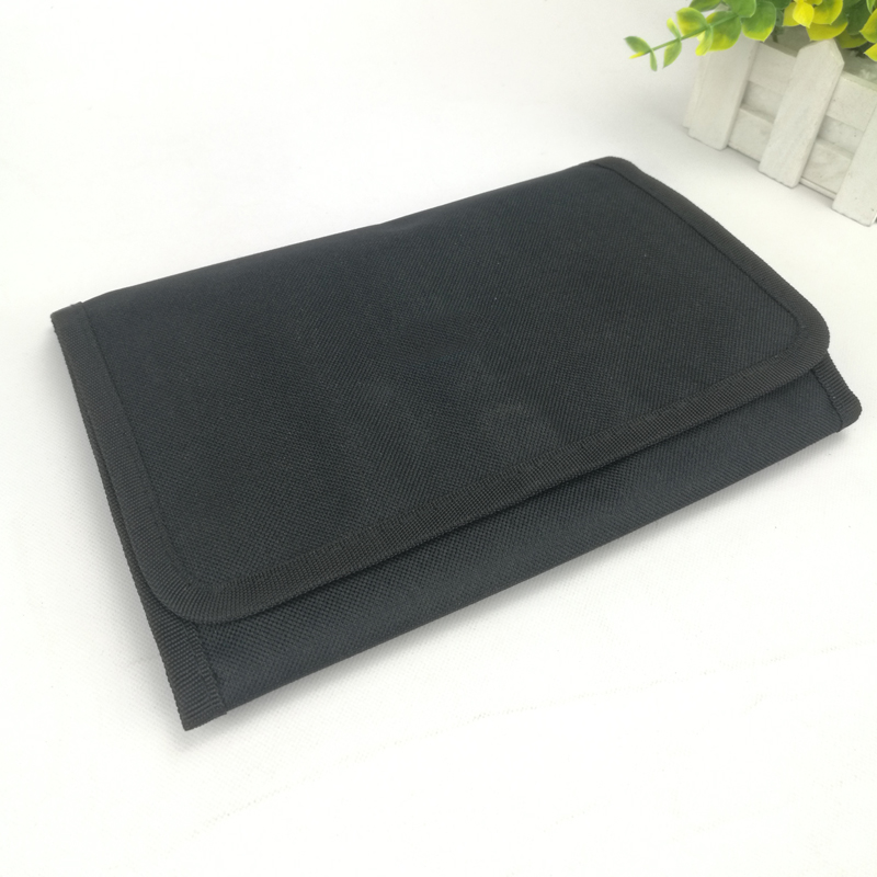 Slim thin lightweight polyester ticket holder with card slot compartmens magic tape closure elegant look for men women
