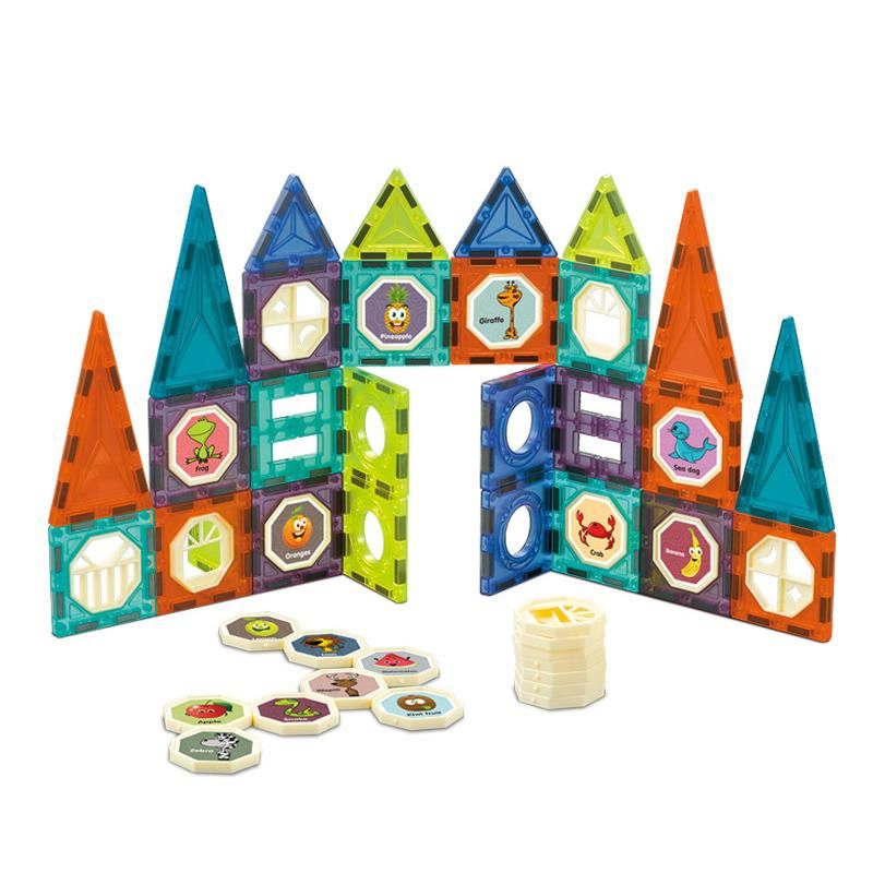 New arrival 52pcs colorful magic magnetic blocks STEM toys magnet building castle play set for kids DIY assemble early education