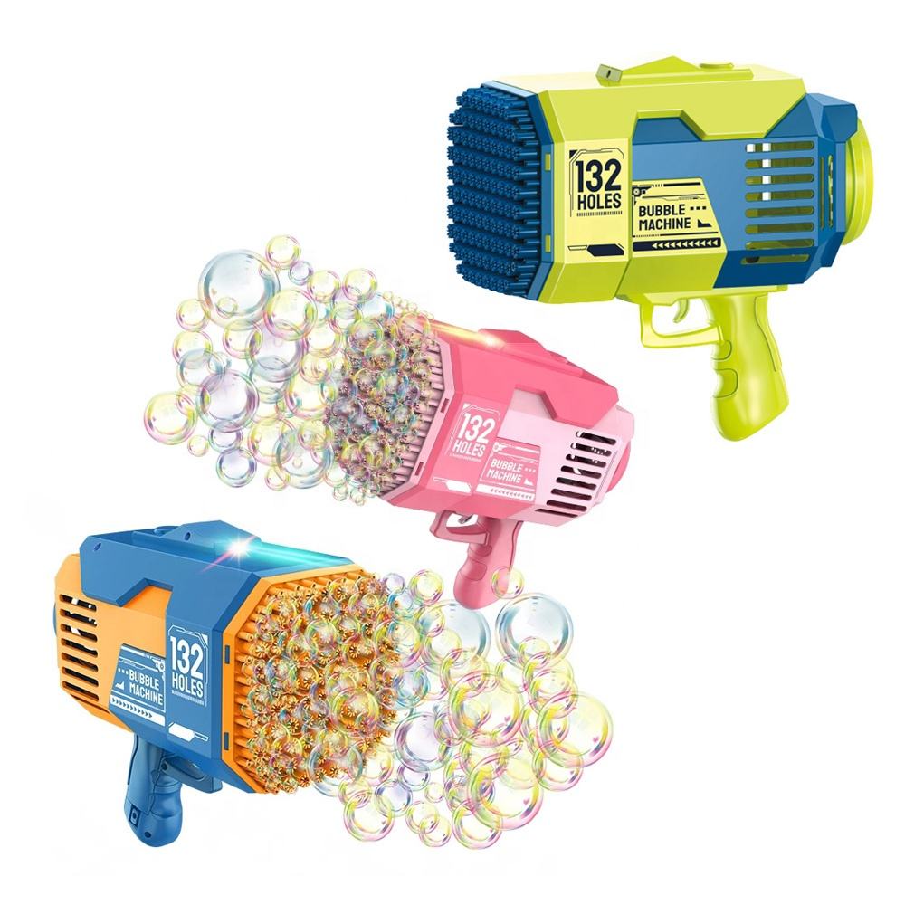  132 holes oversized electric bazooka bubble gun toy summer outdoor playing densest soap bubble effect automatic bubble machine