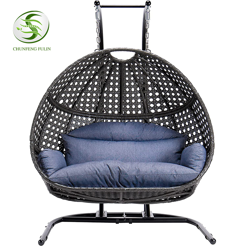 Wholesale Basket Steel Wicker Rattan Swing Seat Furniture Outdoor Swing Chair Hanging