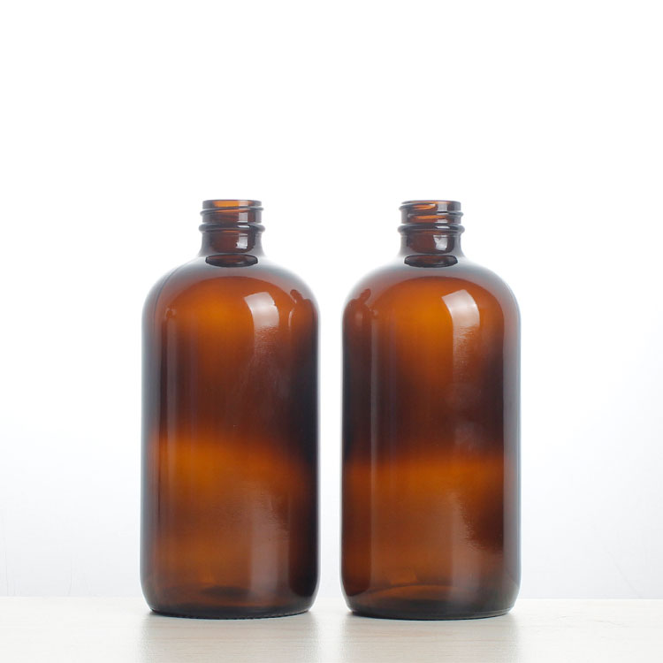wholesale 500ml amber round brown Pharmaceutical Glass Bottles Boston medicine glass bottle