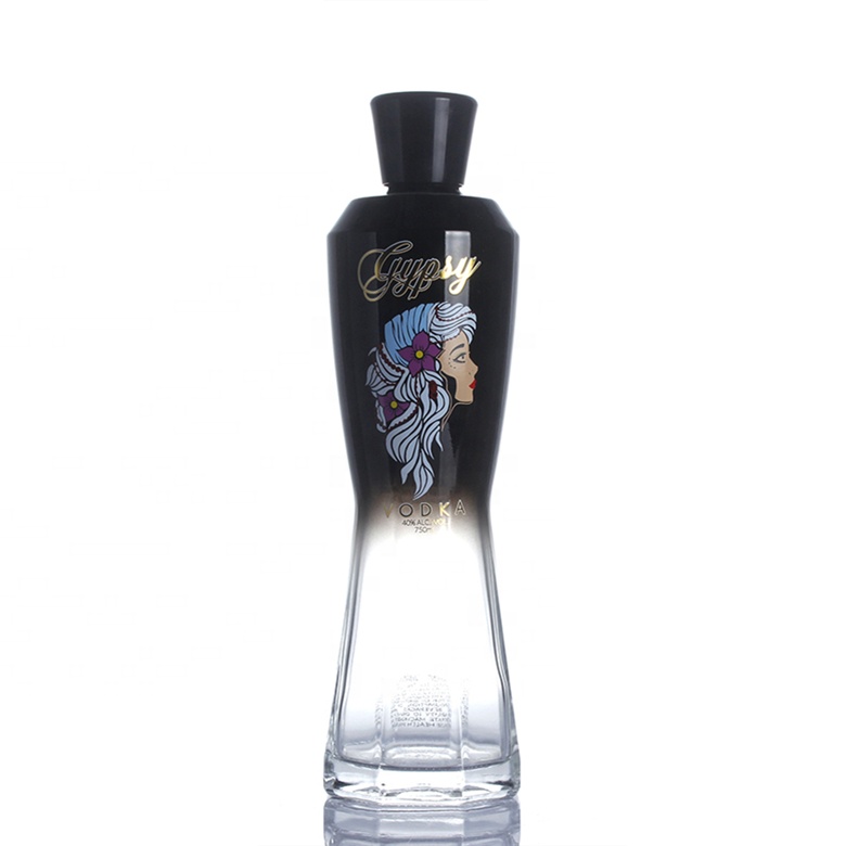 factory wholesale 500ml 750ml 1000ml gradient color extra flint custom brandy vodka rum spirits Liquor Glass Bottle