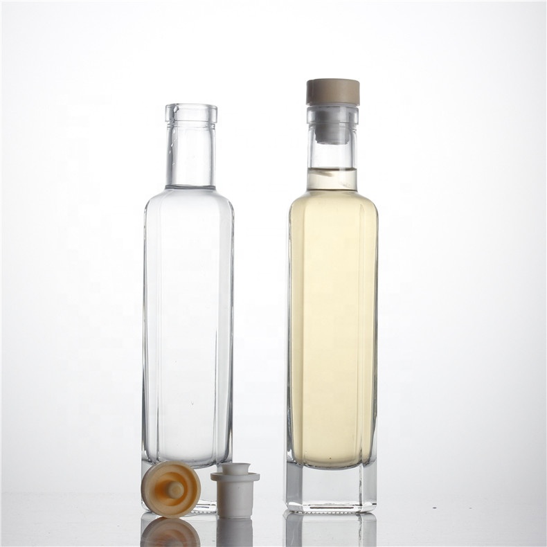 375ml 500ml wholesale hot sale thick bottom transparent extra flint custom square olive oil glass bottle