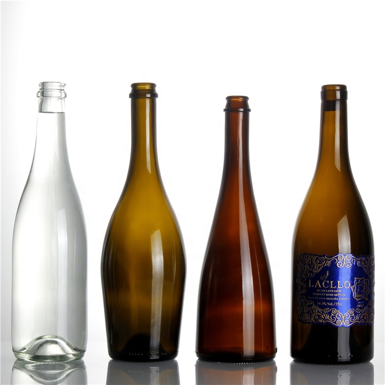 China supplier 750ml logo custom embossing amber brown cork burgundy glass bottle Wine Glass Bottles