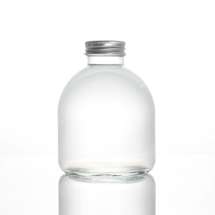 factory wholesale 300ml 500ml Empty round logo customized common flint frosted glass spirits beverage juice milk glass bottle