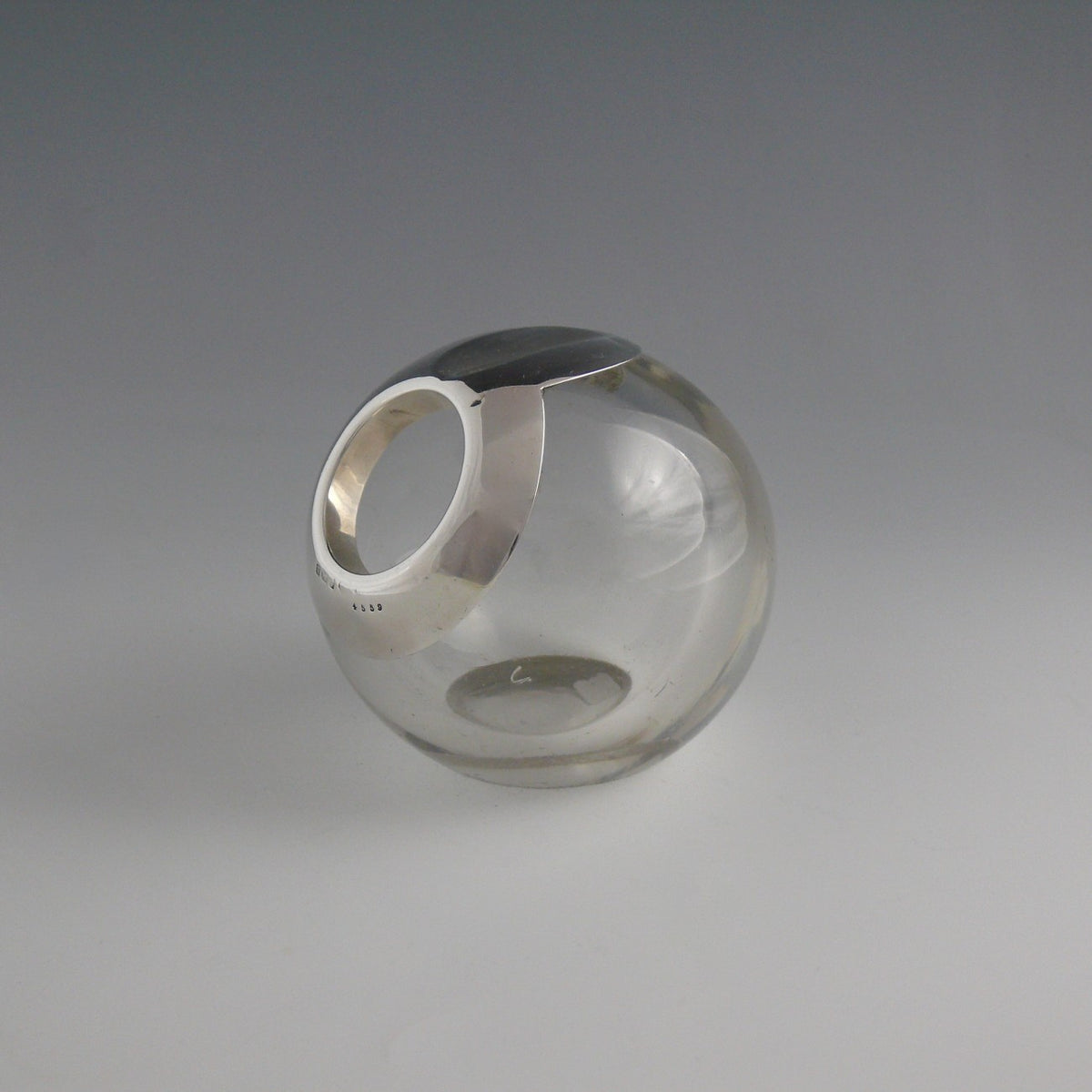 Clear Crackle Glass Vintage Cigar Ashtray by Viking  Big Ashtray
