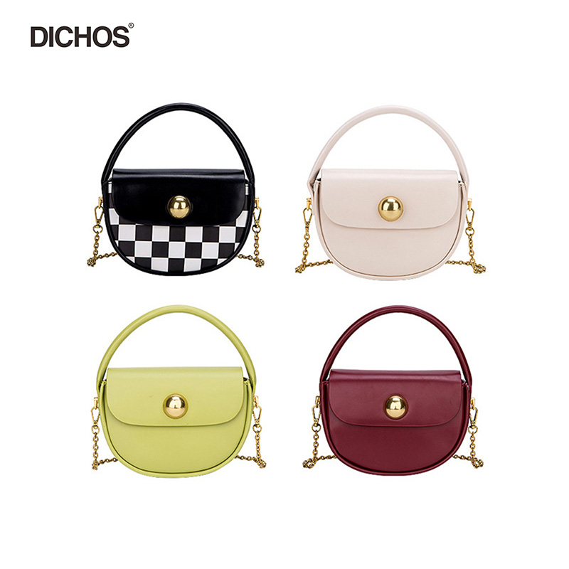 Ladies Checkerboard Saddle Chains Shoulder Bags