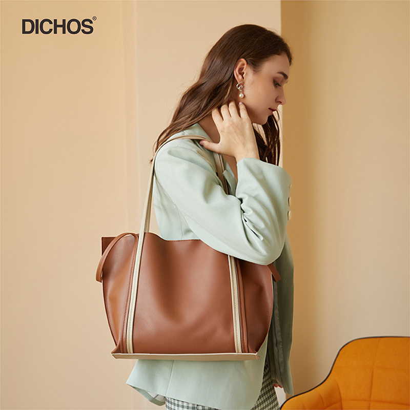 Women's double-sided colorblock leather bag