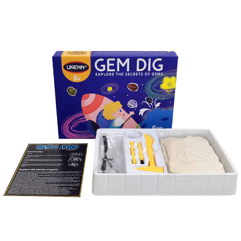 12 Gemstone Excavation Dig Kit Eco-friendly Material Gem Digging discovery toys 
