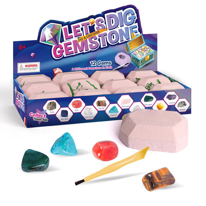  Wholesle Educational TOY Gem Kit STEM Toy - 12 Different Gem Excavation Dig Kit