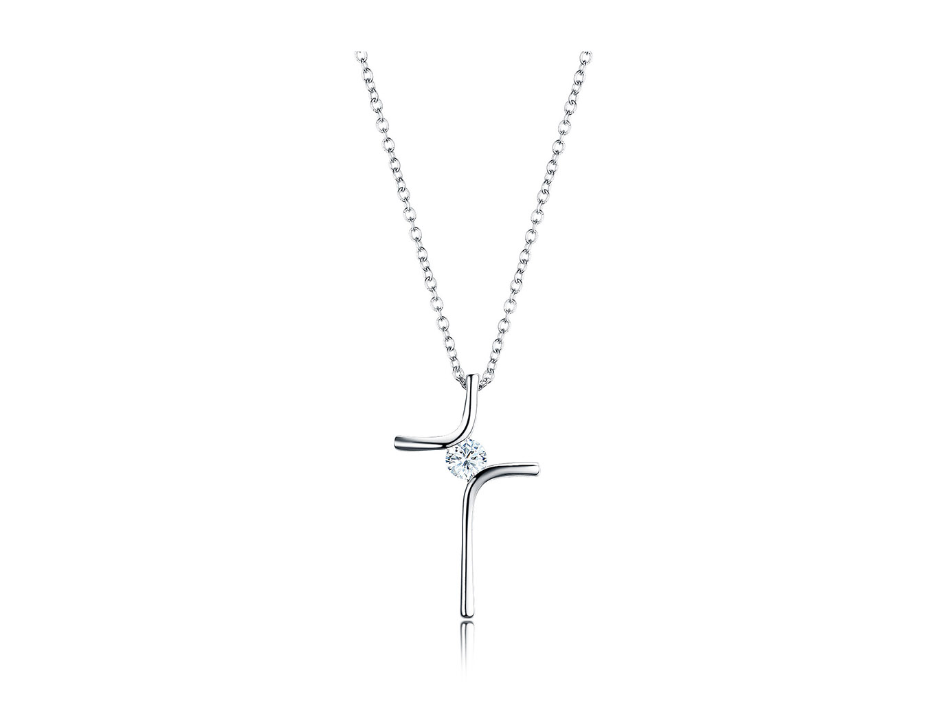 Sterling Silver Moissanite Cross Pendant Necklace for Girls