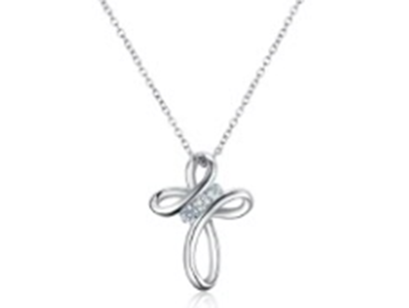 Sterling Silver Open Looping Cross Pendant Necklace with Three-Stone  for Women