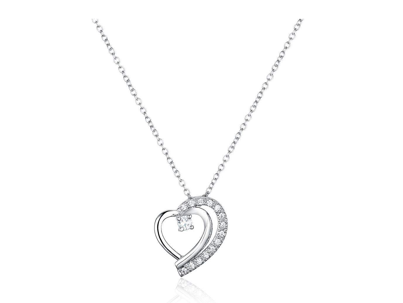 Double Layer Heart Necklace in Sterling Silver for women/girls