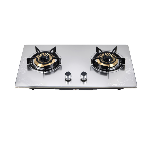 Stainless steel high temperature resistant and uniform flame with 2 burner built in gas stove