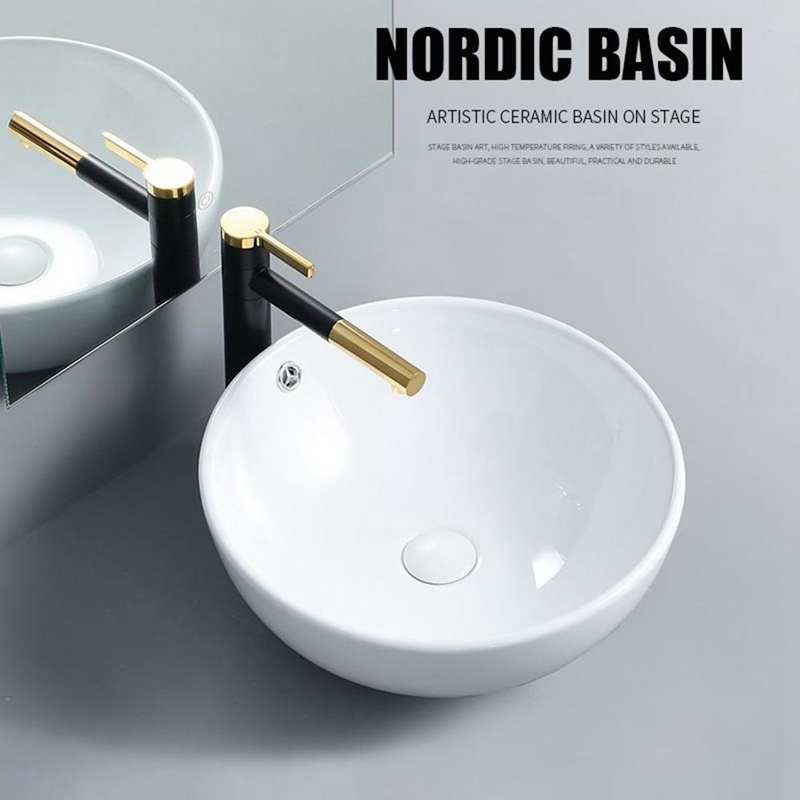 Cantrio Solid Surface Modern Top Mount Bathroom Sink MMA-18184 Tuscan Basins