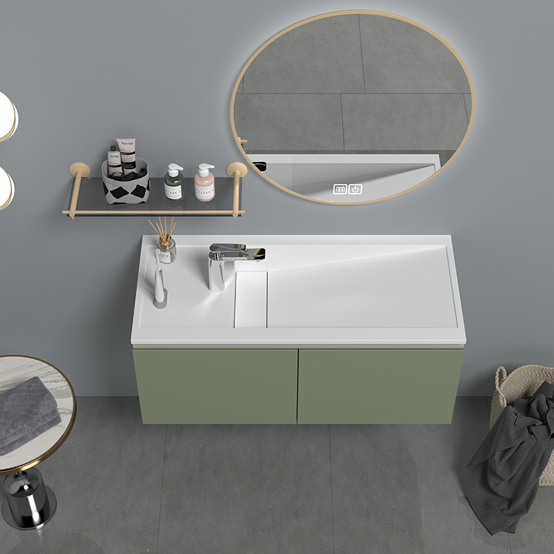 KBv-02 Bathroom vanity with solid surface top and a green color storage,wall-hang design vanities 