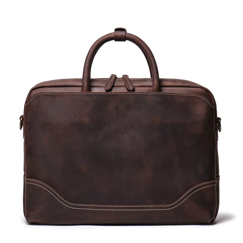 Crazy Horse Leather Briefcase for Men Vintage Bag 