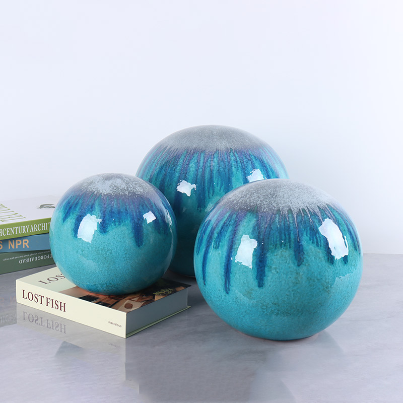 Reactive Glaze and Crystal Glaze Ceramics Round Ball, Home Decoration