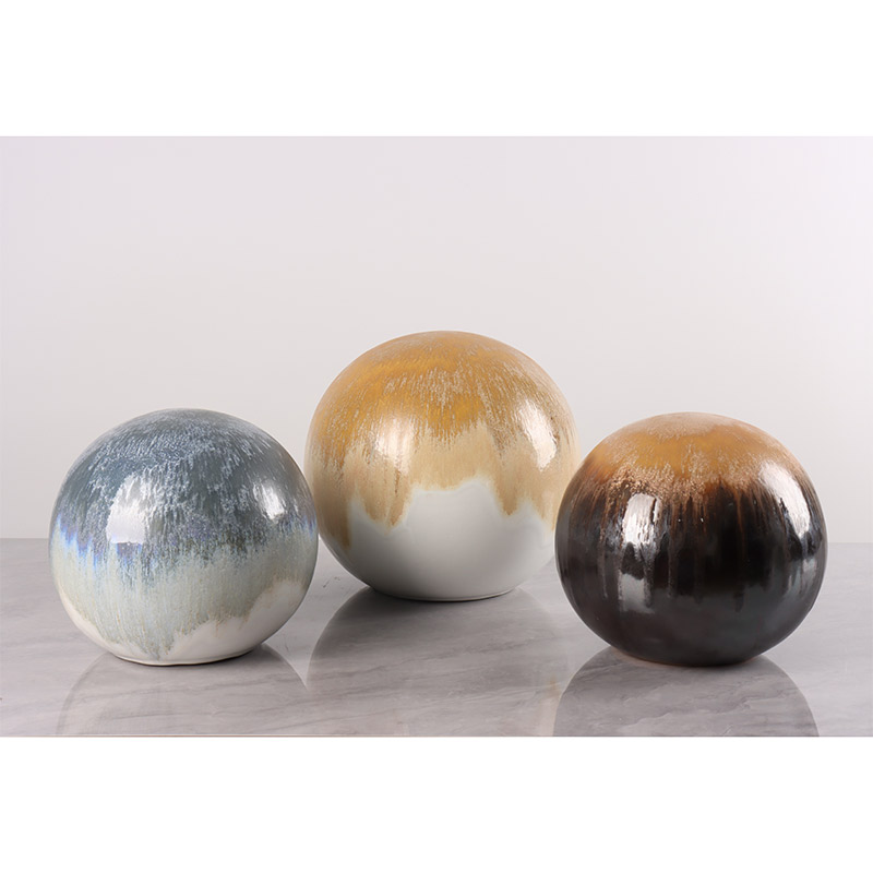Reactive Glaze and Crystal Glaze Ceramics Round Ball, Home Decoration