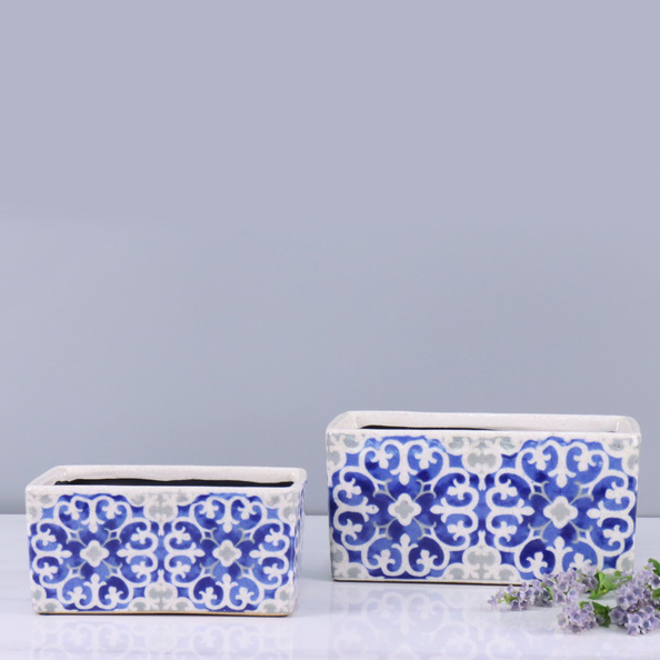 Chinese Design with a Vibrant Blue Color Palette Ceramic Planter