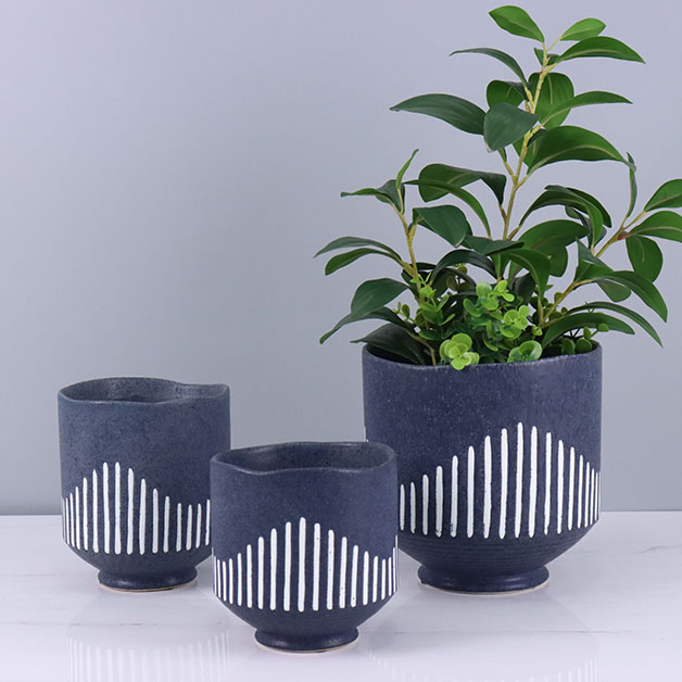 Hot Sell Irregular Mouth Matte Dark Gray Ceramic Flowerpot Vase