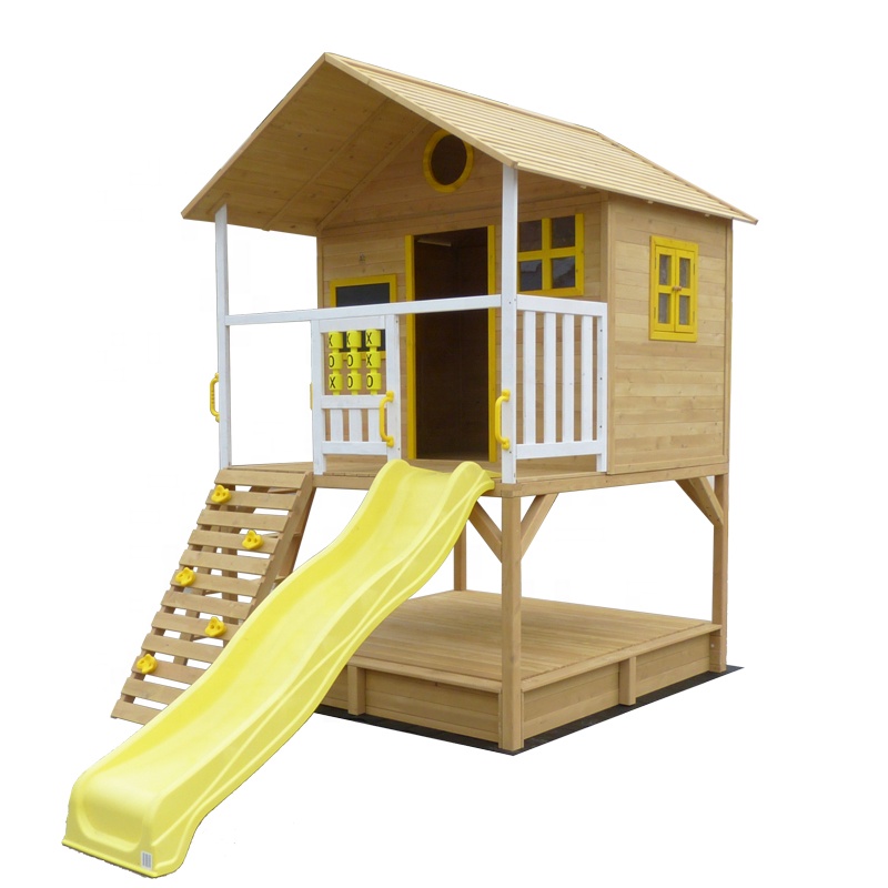 PE84 wooden kids playhouse with slide