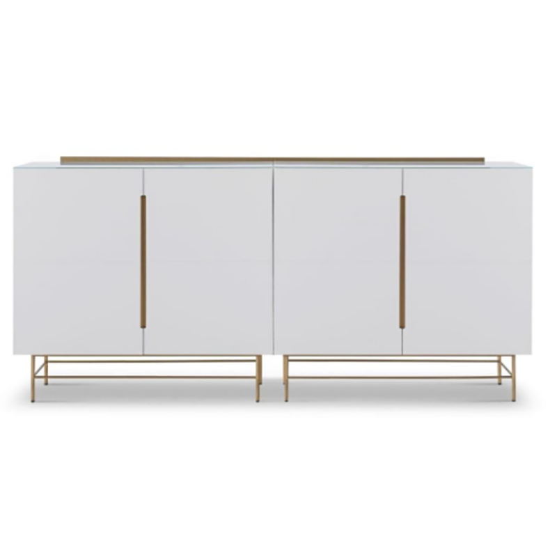 Four Door High Quality Modern Luxury Glass Lacquer Stainless Stee High Sideboard Cabinet Wooden Metal Home Living Room Furniture Manufacturer China Customized Supplier