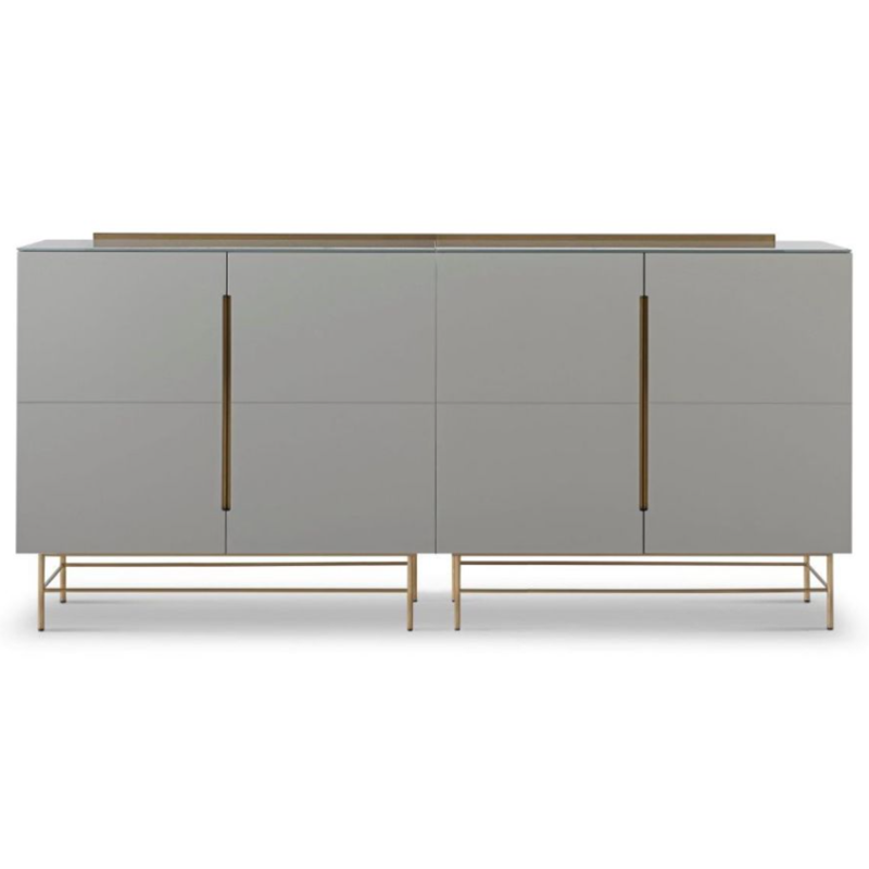 Four Door High Quality Modern Luxury Glass Lacquer Stainless Stee High Sideboard Cabinet Wooden Metal Home Living Room Furniture Manufacturer China Customized Supplier