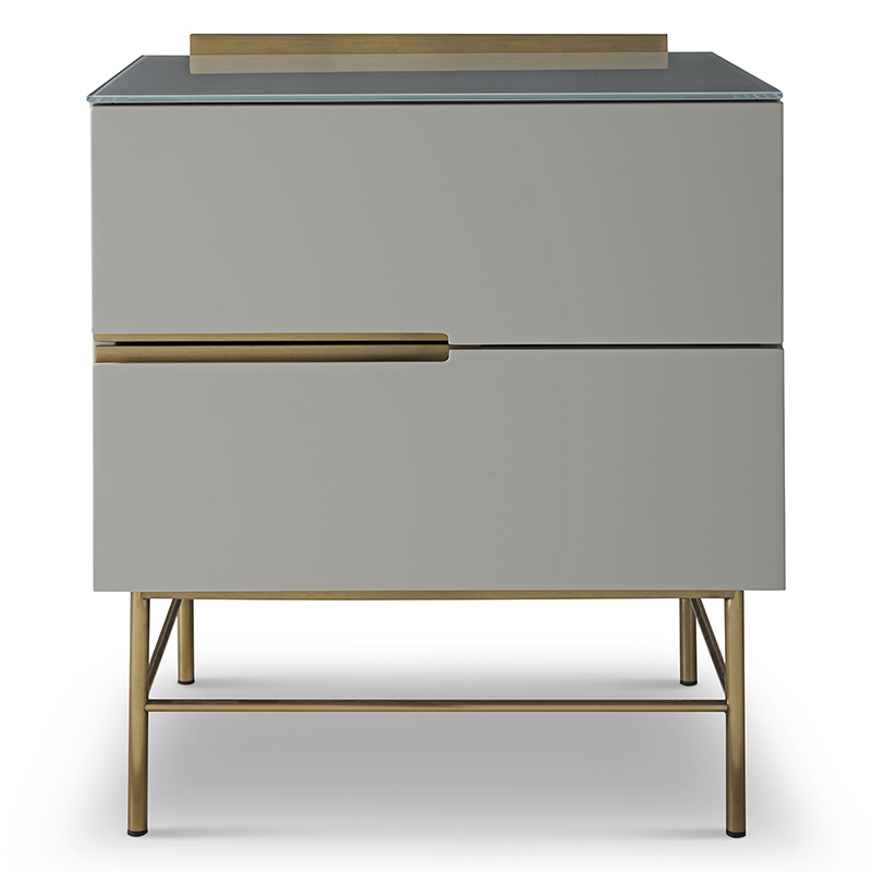 Wooden Metal Home Living Room Furniture Manufacturer China Customized Supplier of High Quality Modern Luxury Veneered Stainless Steel Handle Taped Leg Two Door High Sideboard Cabinet