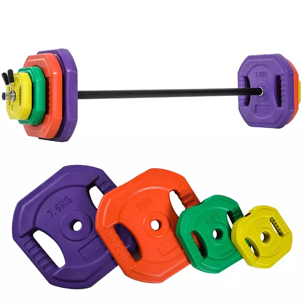 Hot Selling Dumbbell and Barbell 20 KG Adjustable weight Barbell set for Aerobic training