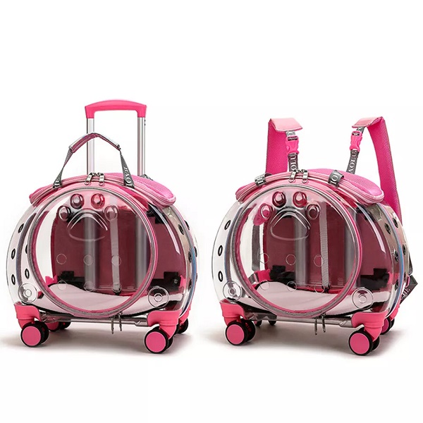 Fashion Hoopet Pink Portable Clear View Trolley Dog Cat House Travel Backpack Pet Carrier