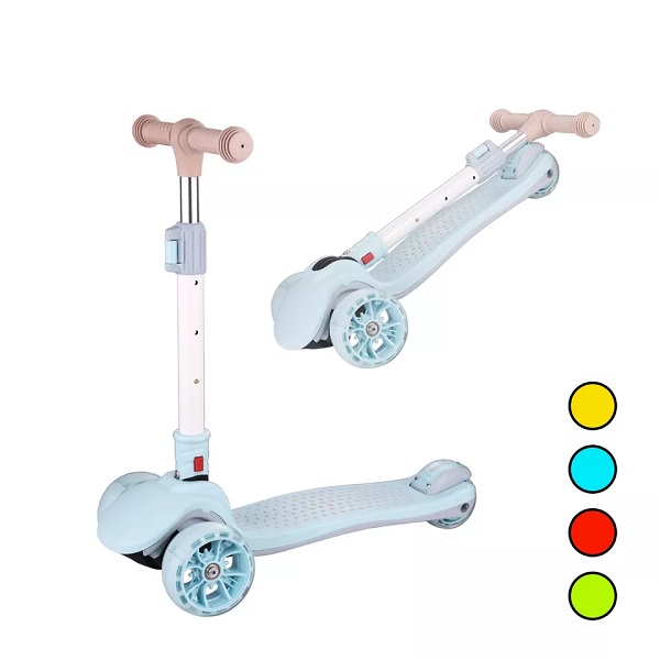 Custom flashing PU 3 wheel scooter for kids folding baby toys aluminum children scooter wholesale