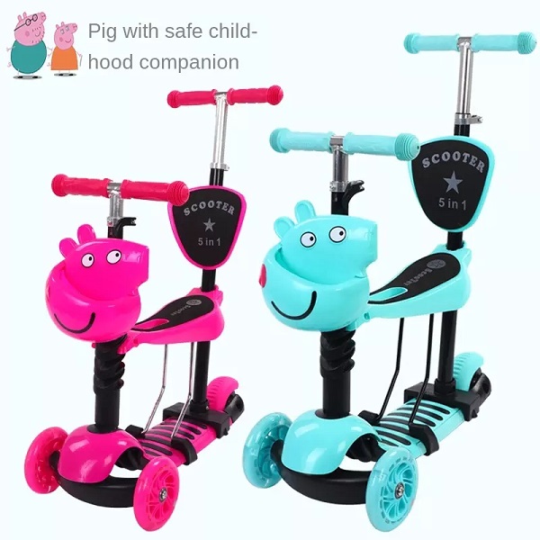 Wholesale Popular mul-tifunctional mini 5 in 1 Child Kick Scooter 3 wheels children scooter kids foot scooters